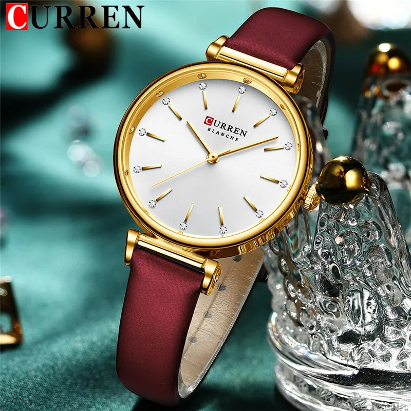 CURREN Montre Femme en Cuir Luxe