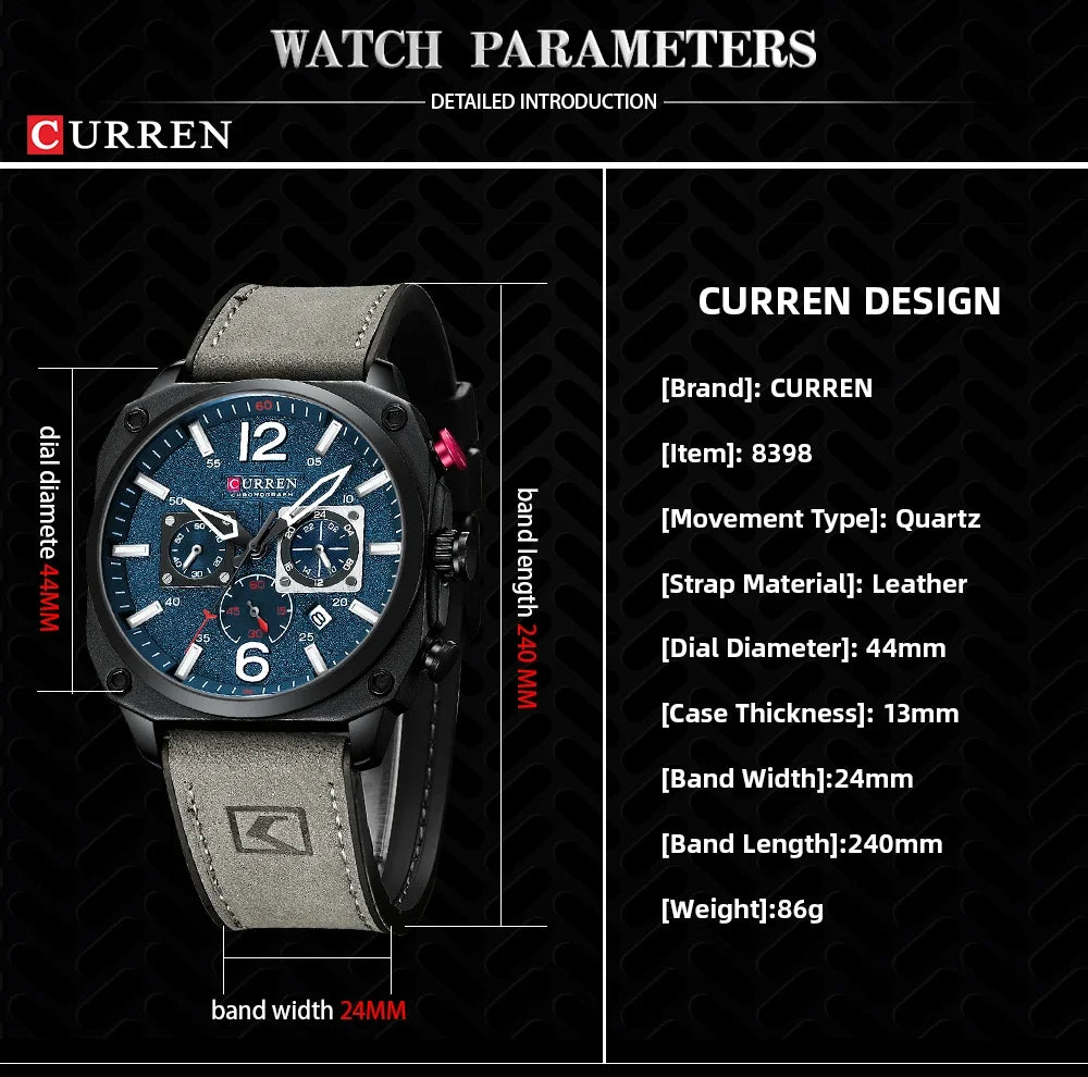 Curren - Montre Noire Élégance Suprême