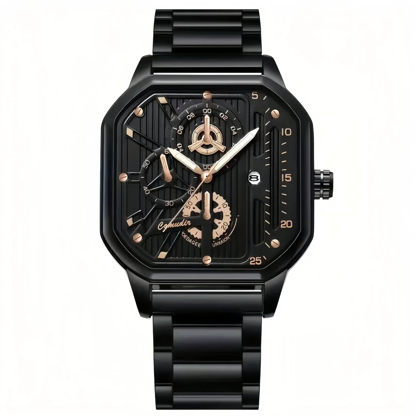 Curren - Montre Homme Acier Noir Élégant