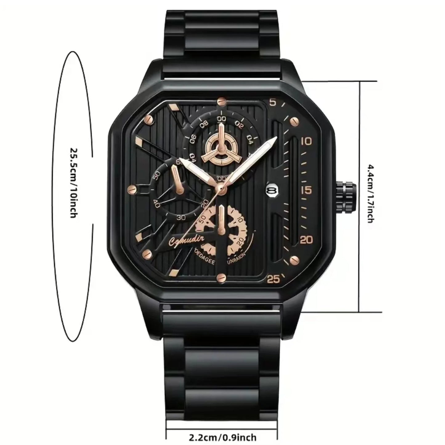 Curren - Montre Homme Acier Noir Élégant