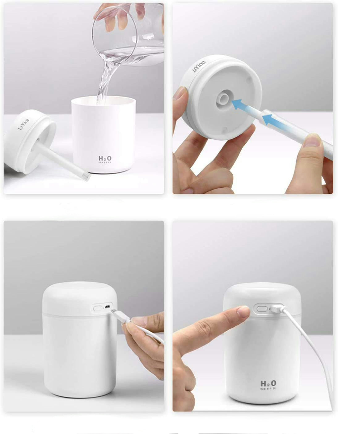 ULTRA - Veilleuse, Silencieuse, Hydratation pendant 6 heures,  Alimentation portable et USB, Deux modes de brume, Arrêt automatique, Contrôle à un bouton
