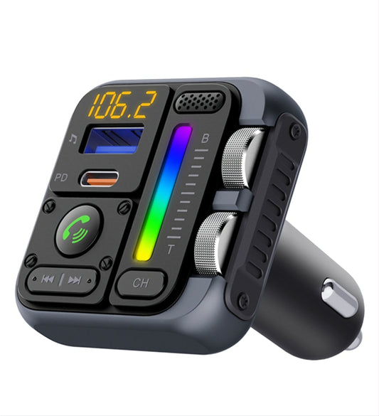 Chargeur à Charge Rapide 42W - Transmetteur Bluetooth Auto - Appels Mains Libres - Chargeur Voiture USB-C 24W + USB-A 18W - Connecteur AUX Voiture