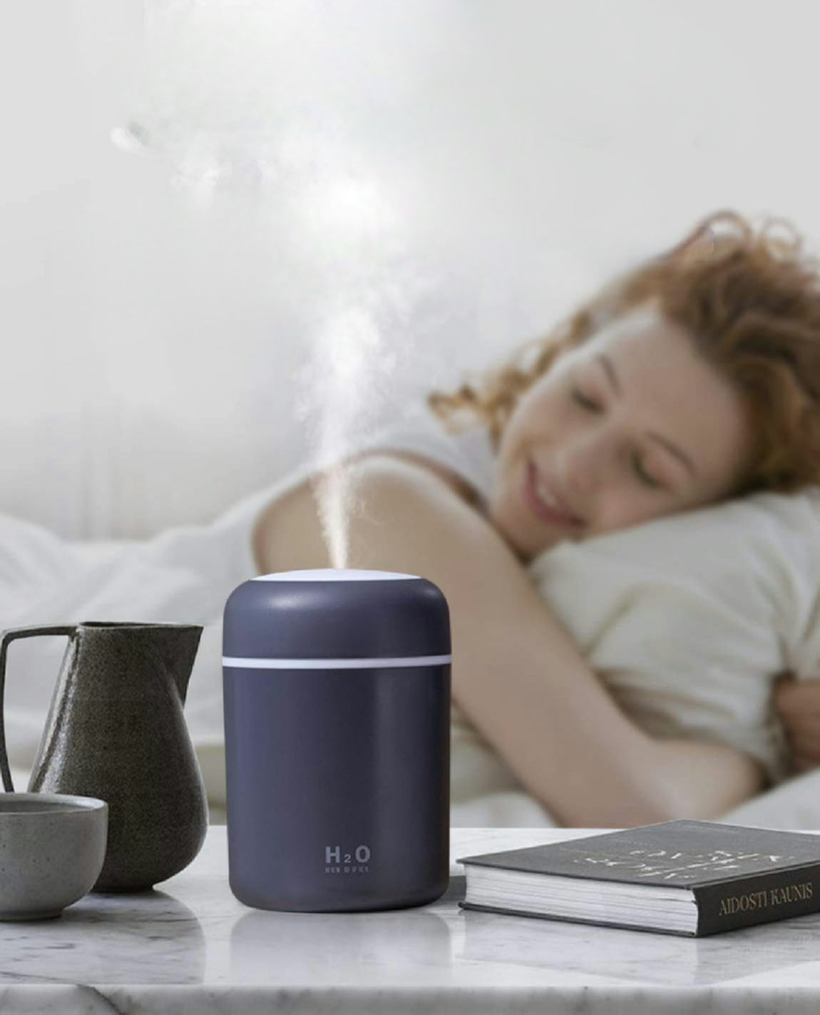 ULTRA - Veilleuse, Silencieuse, Hydratation pendant 6 heures,  Alimentation portable et USB, Deux modes de brume, Arrêt automatique, Contrôle à un bouton